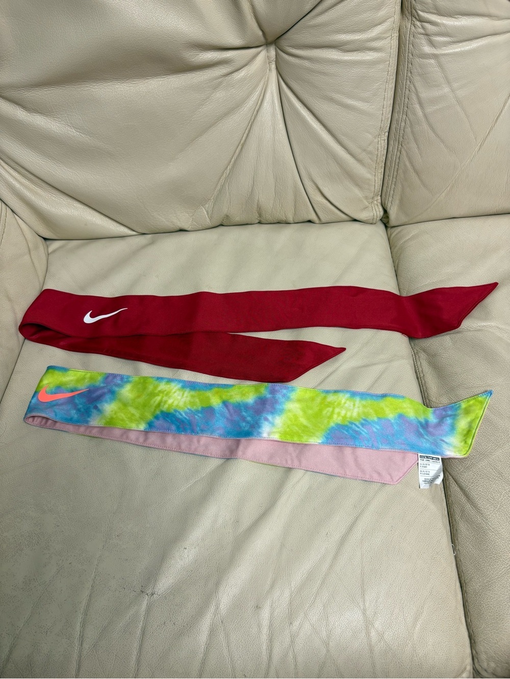 Set of 2 NIKE Headband Hair Ties Red Pink Tie Dye